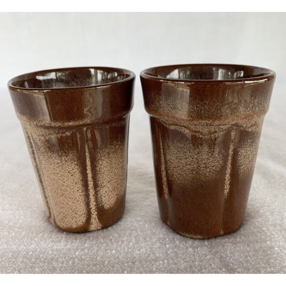 Frankoma Other - FRANKOMA Juice Glasses Tumbler Plainsman Model 90C 3" Pottery SET OF 2 Brown